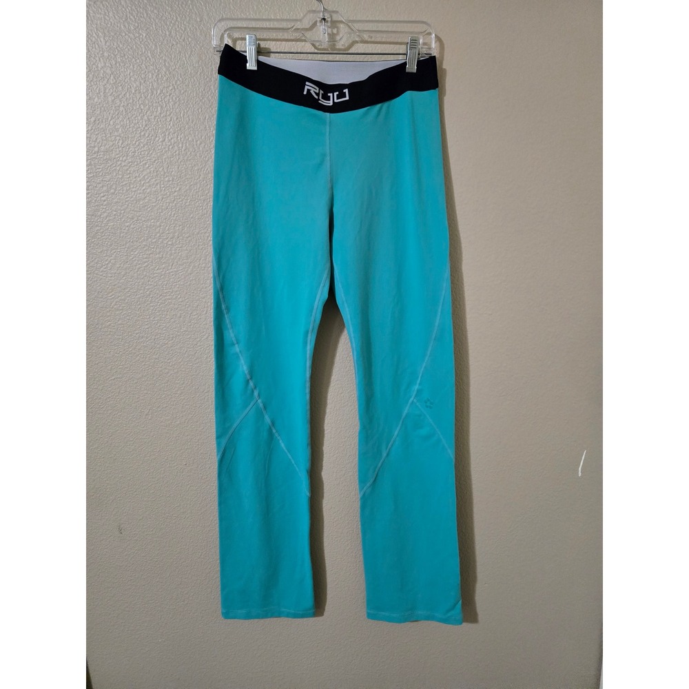 RYU Respect Your Universe Womens Turquoise Blue Athletic Yoga Leggings Size L